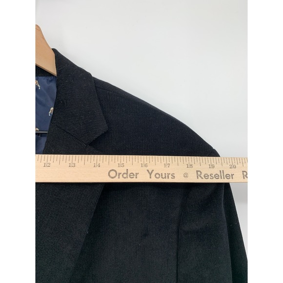 Ralph Lauren Blazer 48R Black Corduroy Elbow Patch Bull Dog Lining Sport Coat - Picture 7 of 11